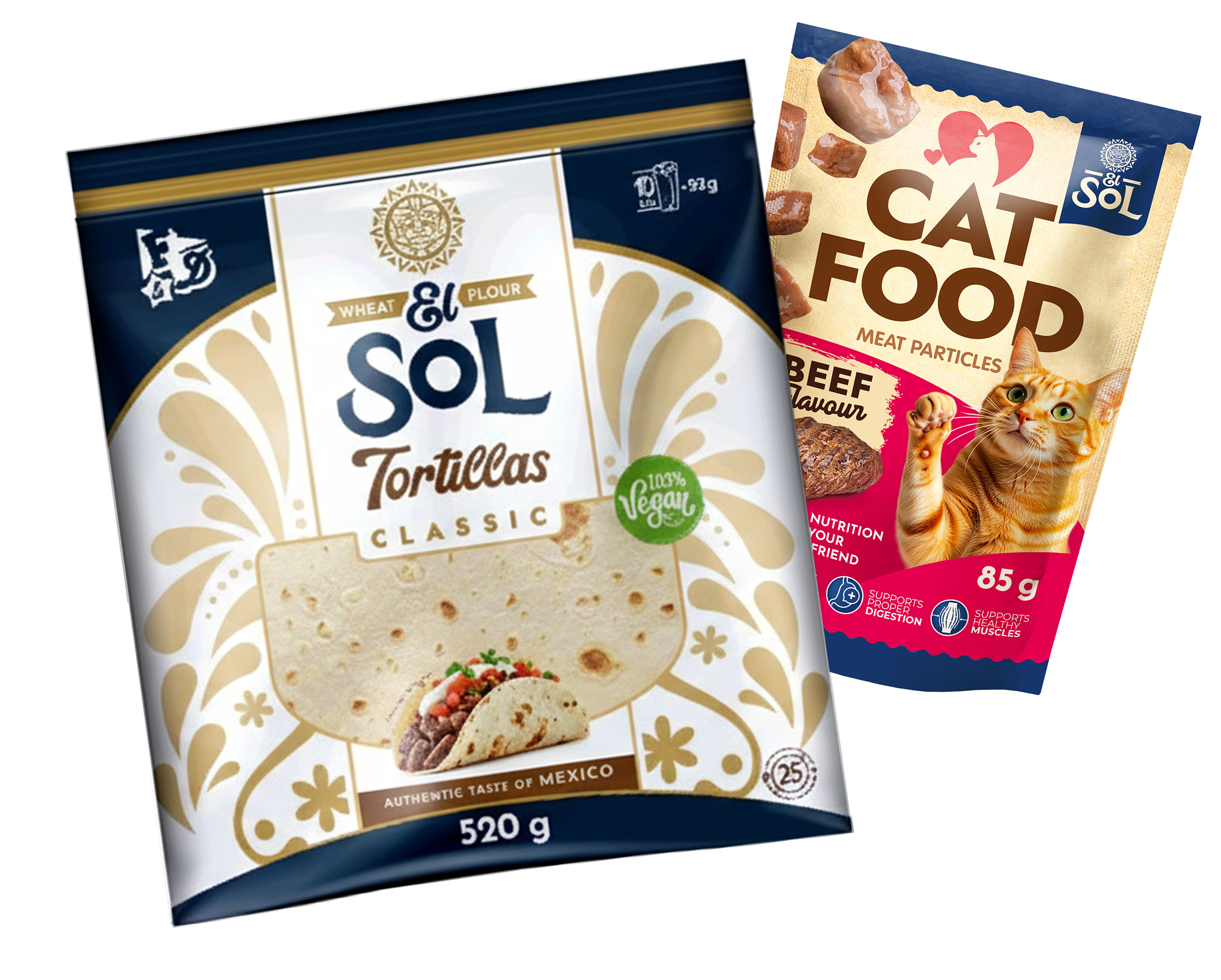 El Sol hrana za macke i tortilja od pšenice.