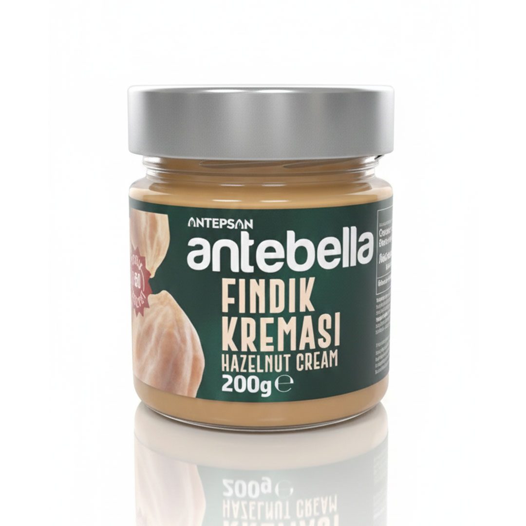 Namaz od lesnika Antebella. Na slici se nalazi tegla sa kremom od lešnika.